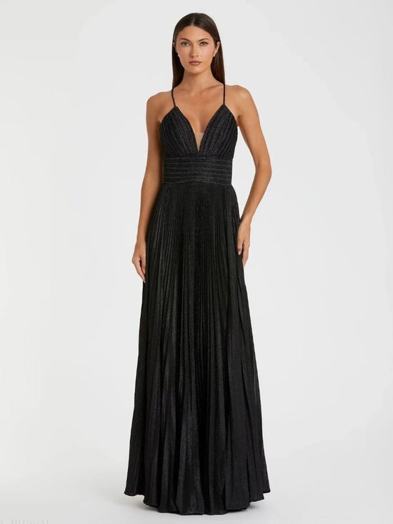 Mac Duggal Dresses & Skirts - Mac Duggal Black Shimmer Pleated V-Neck Gown Dress